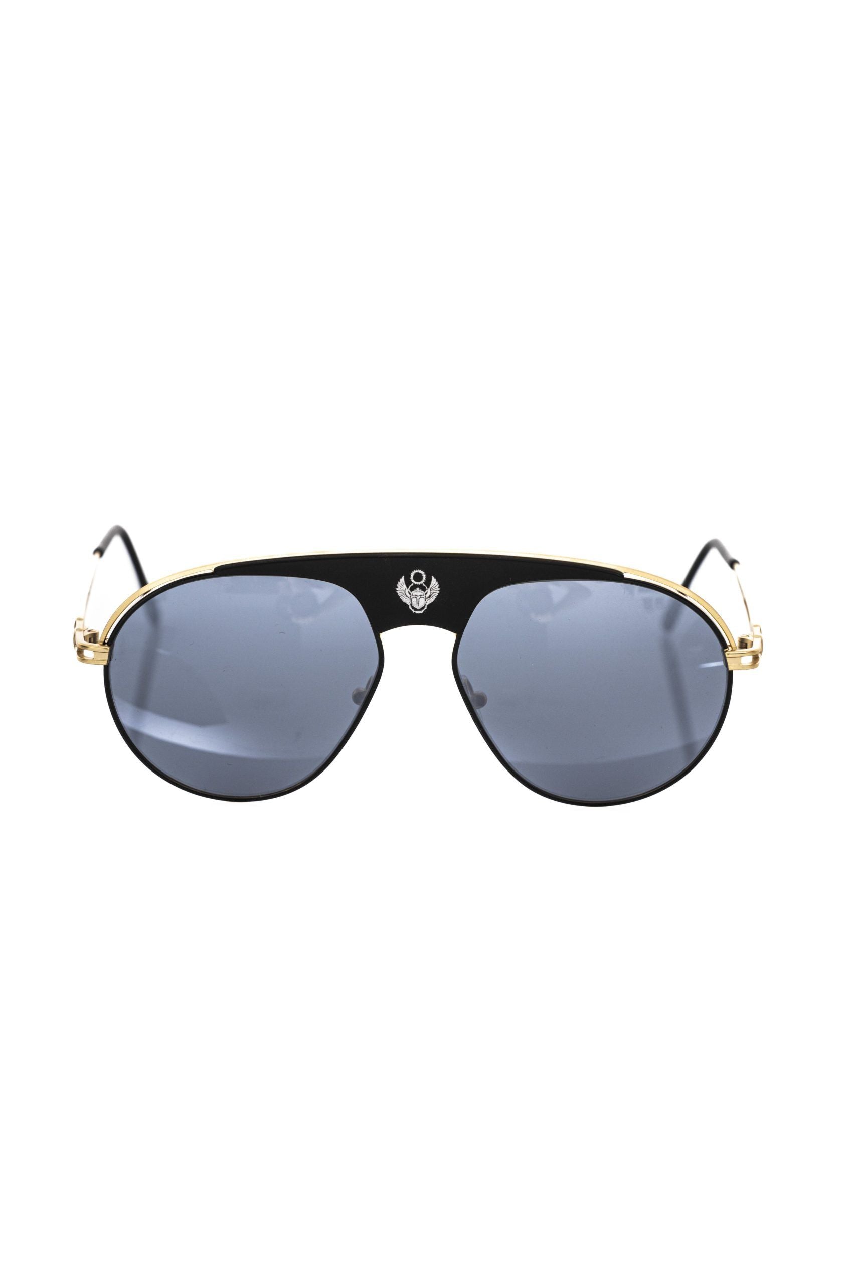 Frankie Morello Black Metallic Fiber Men Sunglasses